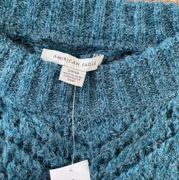♡ American Eagle Outfitters Wool Sweater | Dark Teal Blue Slouch Oversized Fit S - Picture 7 of 11